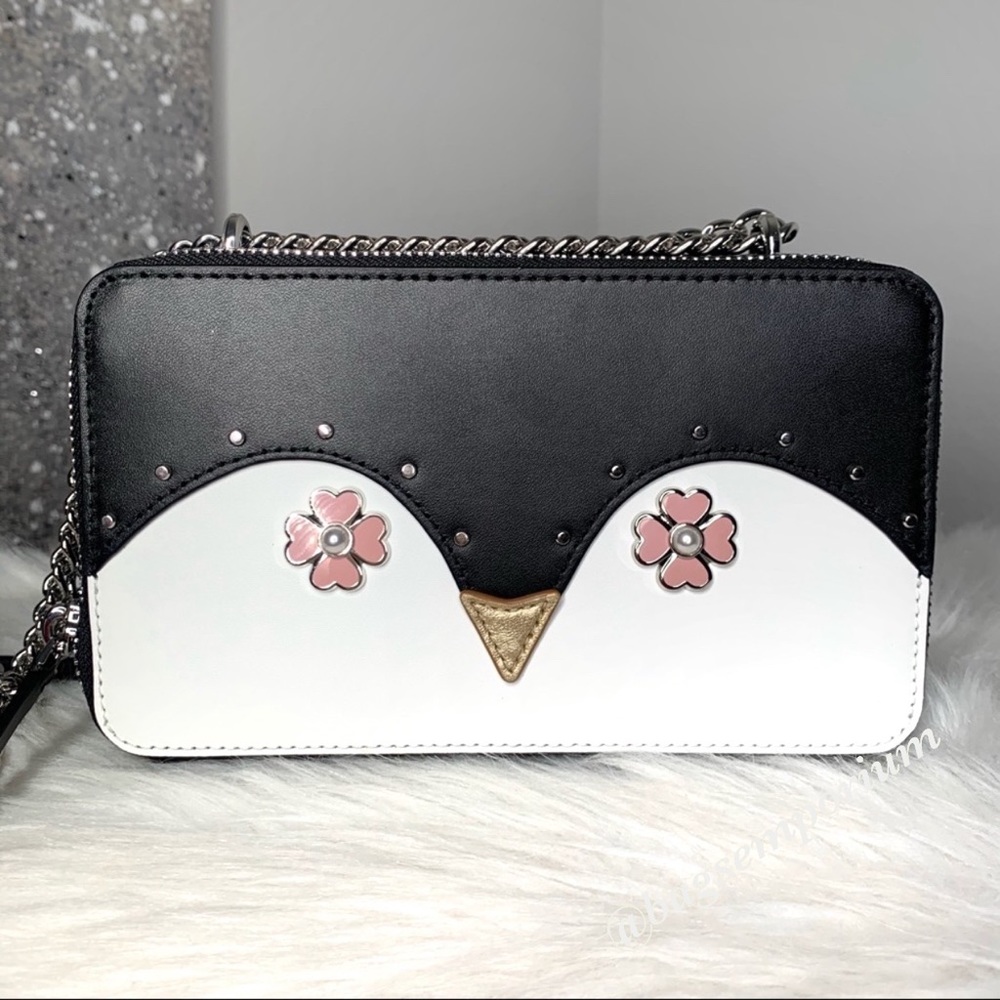 Kate Spade Chain DBL Zip Frosty Penguin Crossbody